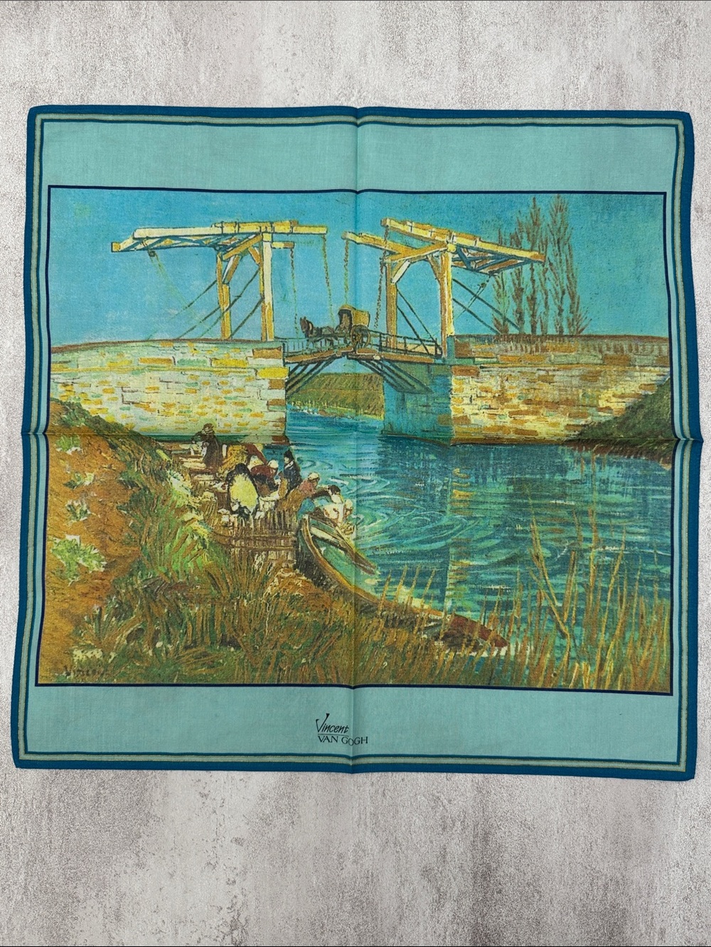 Vincent Van Gogh Aqua Blue Printed Men’s Art Scarf